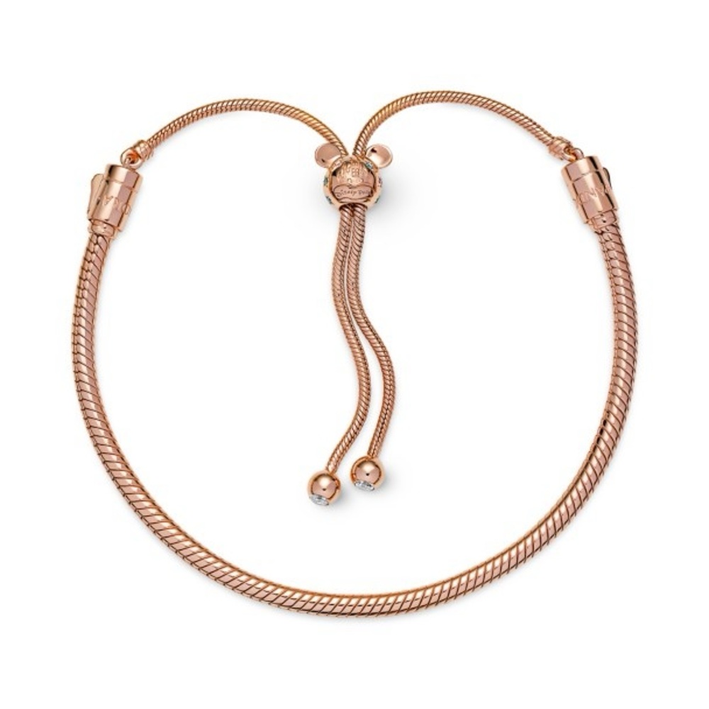 Disney Rose Gold Snake Chain Bracelet with Mickey Charm